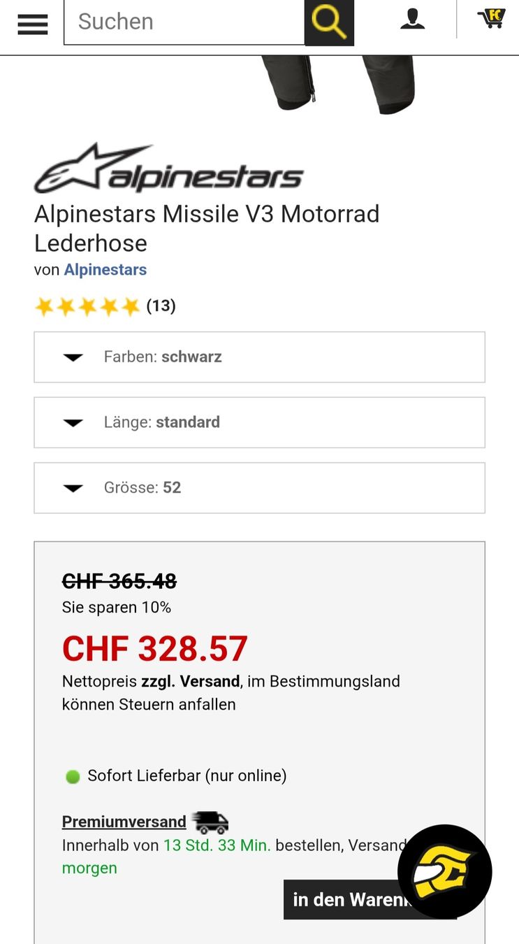 Alpinestars Lotti di vestiti: Alpinestars Motorradkombi Grösse 52 – Nuovo (secondo la descrizione) da Grenchen venduto da bue_6rzz 2