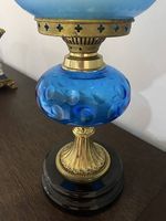Lot de 2 lampes décoratives vintage en verre bleu