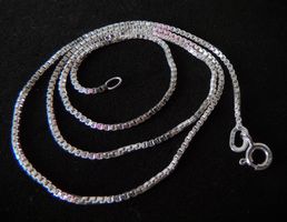 Rhodinierte Silber 925 Venezianer Halskette 38 cm / 1,0 mm