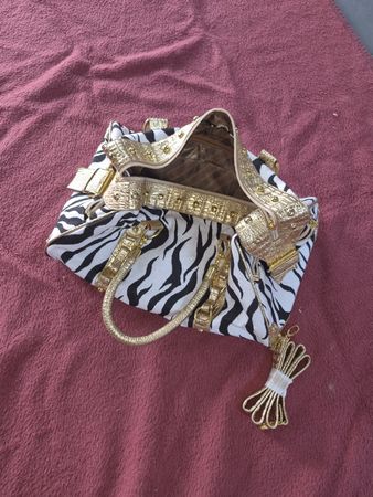 Handtasche Zebra Muster Gold guter Zustand