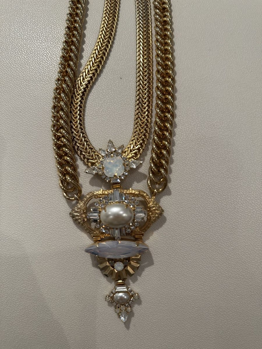 Catenine: Goldene Halskette mit Perlen & Kristall – Usato da Luzern venduto da ariazalea 5