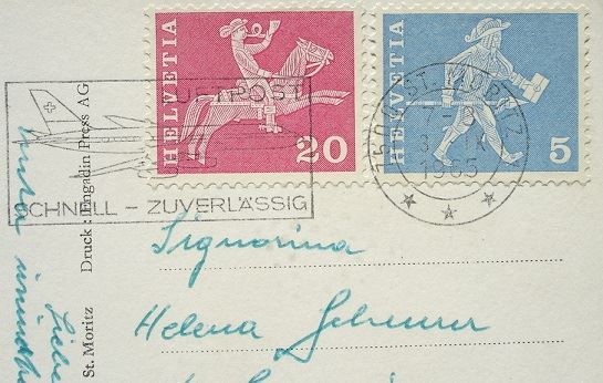 Cartoline postali: ST. MORITZ Blick gegen Piz Languard – Usato da Jona venduto da philajona 1