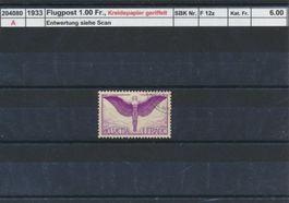 1936 Flugpost - 1.00 Fr., Kreidepapier geriffelt, gestempelt
