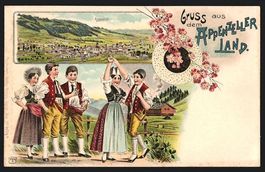 Litho Appenzell, Totalansicht, Appenzell