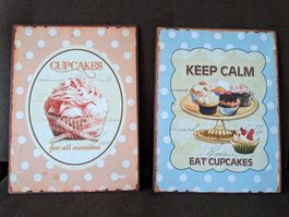 2 Schilder Deko Keep calm eat cupcakes