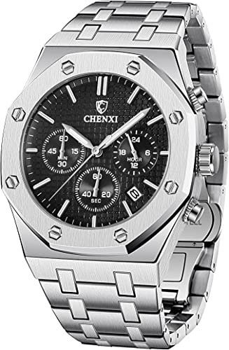 Uhren: Edler Chronograph Uhr Chrono Armbanduhr Herrenuhr Datum – Neu und originalverpackt aus Basel von EchoPeak 1