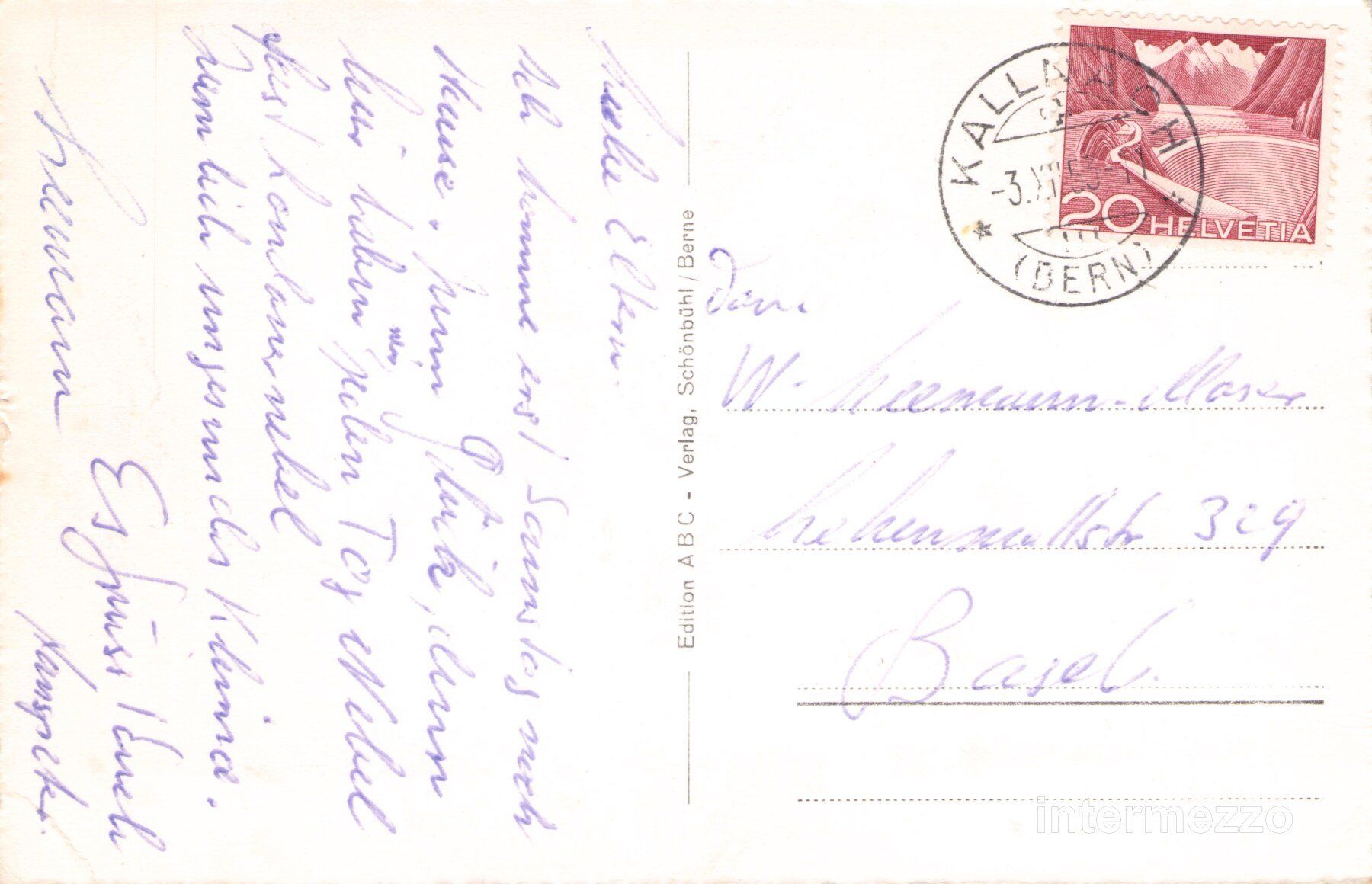 Ansichtskarten: Kallnach BE // 1953 Luftbild Seeland – Gebraucht aus Basel von intermezzo12 1