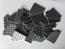 LEGO - 26x Dark Bluish Gray Wedge Plate 6x6 - 6106 - NEW