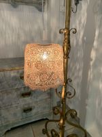 Shabby Chic Rose Lampe m. Häkel Spitzen mauve altrosa Ø 25cm