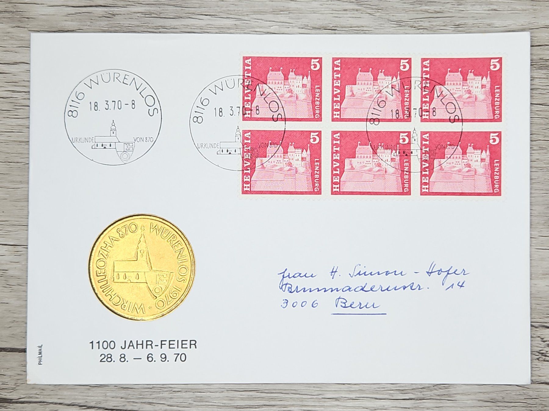 Tutti i francobolli: CL18 Enveloppe + Timbre Suisse 1970 – Usato da Cousset venduto da Patrick_Collections