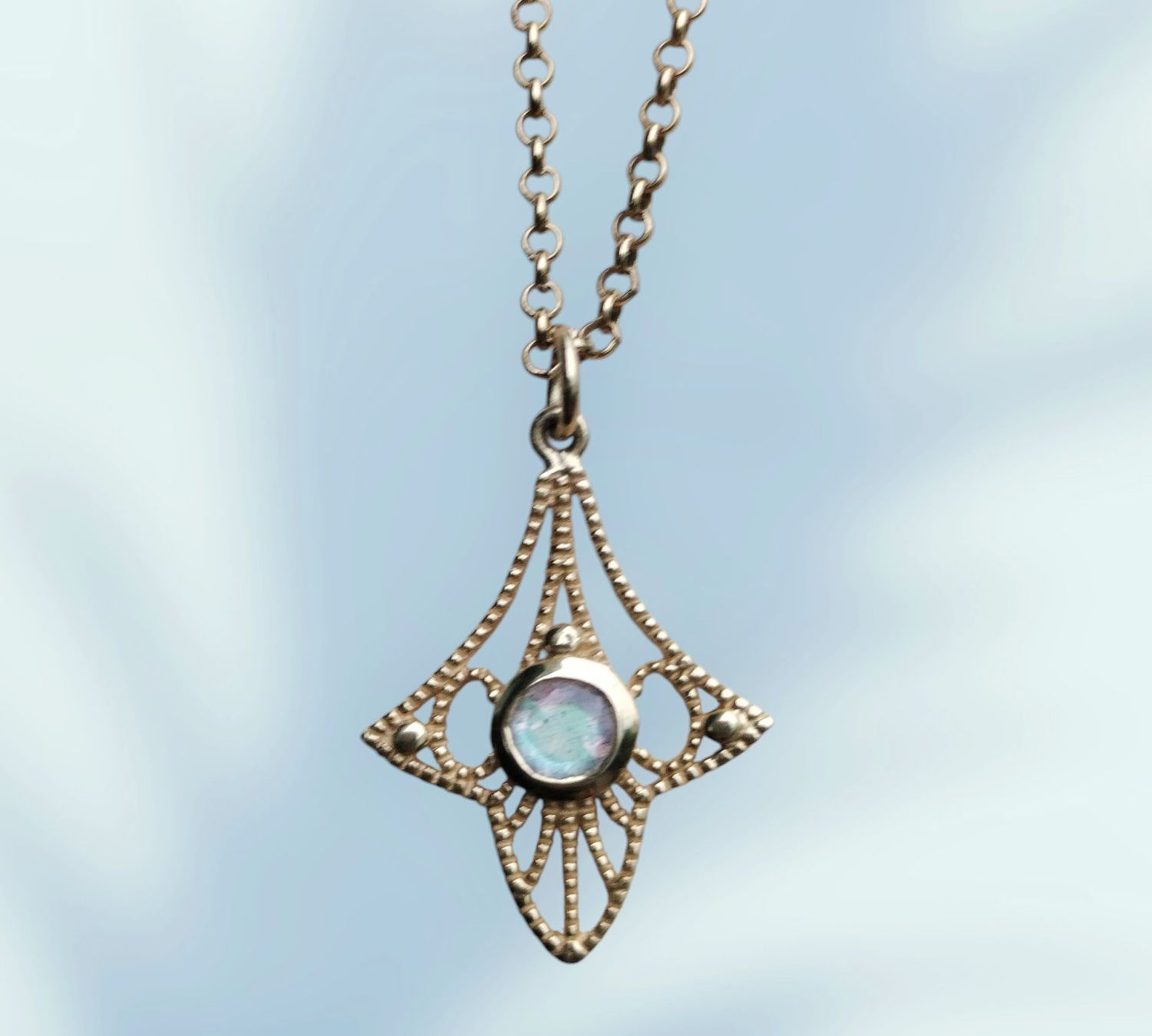 Catenine: Halskette Gold mit Labradorit Stein – Nuovo (secondo la descrizione) da Schwyz venduto da els_7cys 1