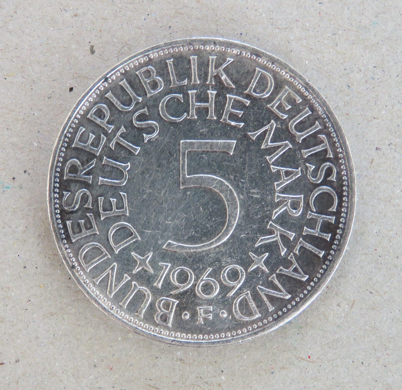 Tutti le monete: 5.- Deutsche Mark 1969 - F Silber – Usato da Kreuzlingen venduto da Koi4