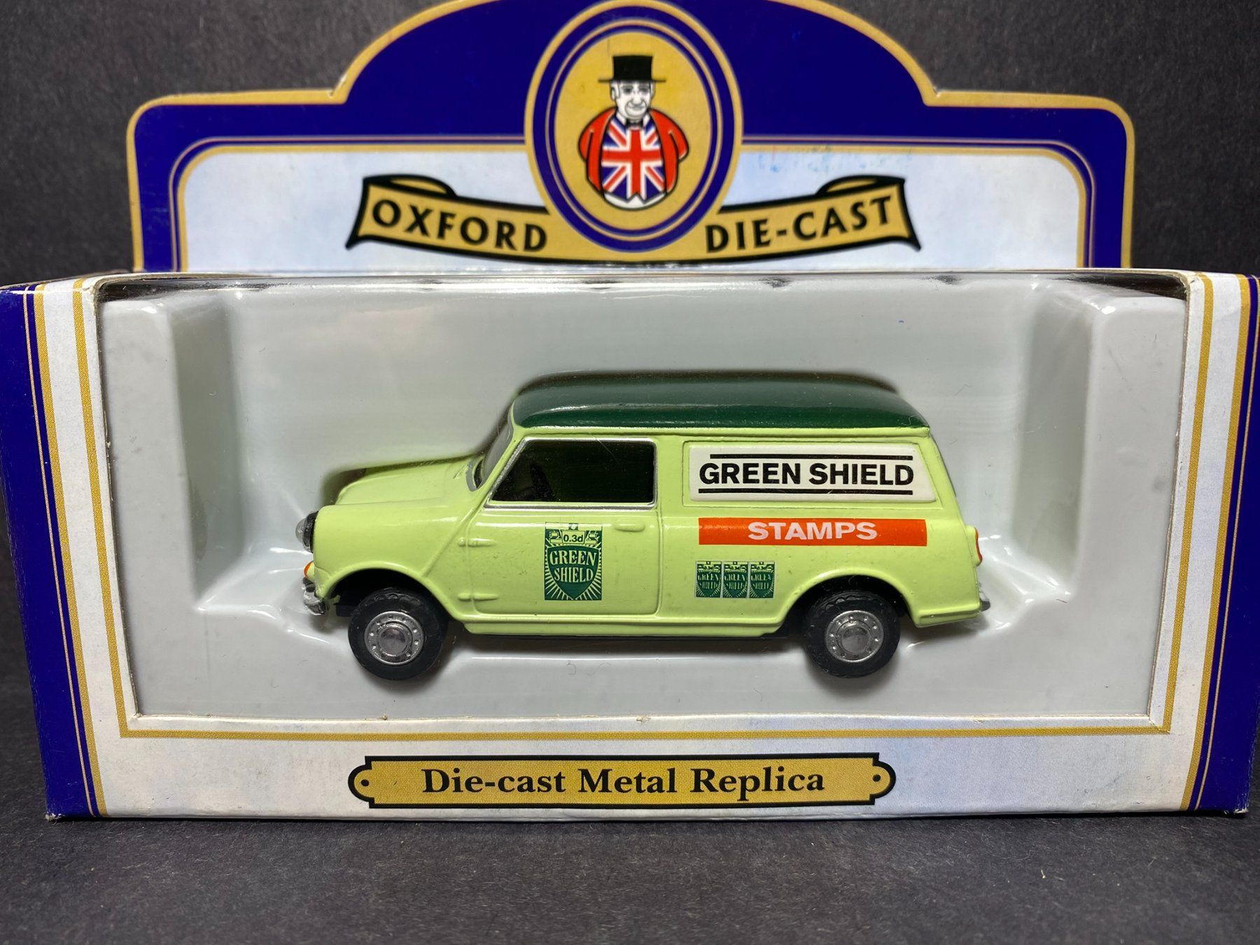 Modellini d'auto: Mini Van Green Shield - Oxford 1:43 OVP – Nuovo e nell'imballaggio originale da Spiez venduto da Mlandcruiser