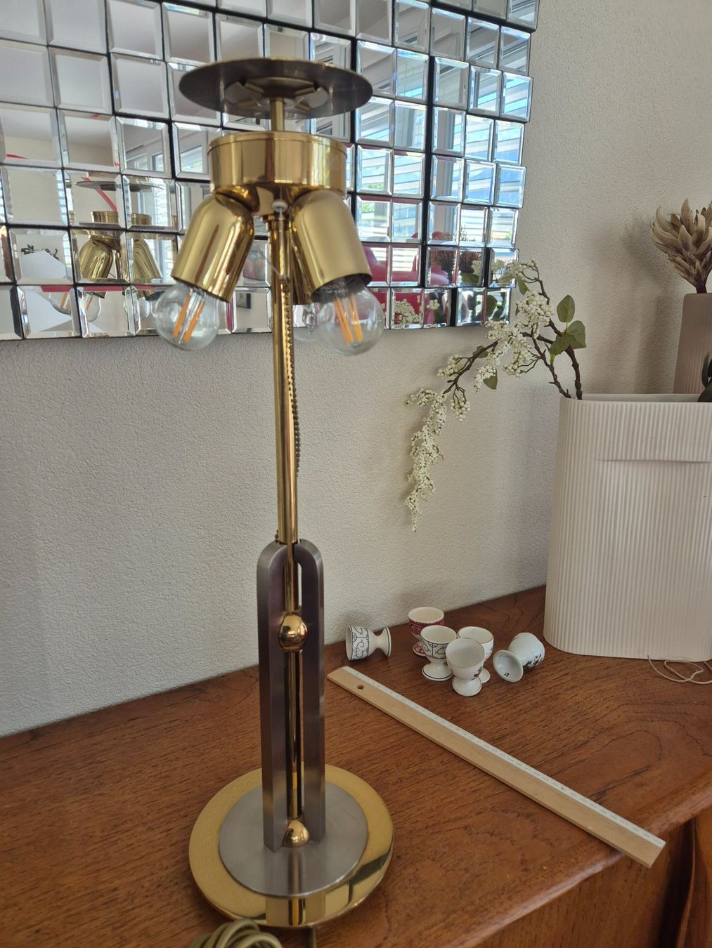 Lampade: Lampe de table laiton et métal Hollywood Regency – Usato da Fully venduto da tameab 1