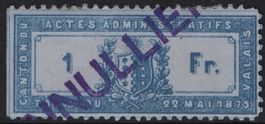 1 Fr. Fiskalmarke vom Kanton WALLIS