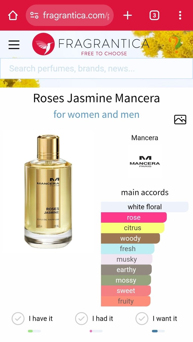 Mancera Profumi & Eau de Toilette: Mancera Roses Jasmine – Usato da Zürich venduto da gollyabd 1
