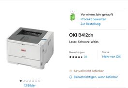 OKI B412dn, Laser Drucker, Schwarz-Weiss Drucker