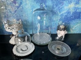 Patisserie Etagere mit Gloche Glasetagere Küchendeko Geschir