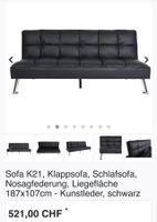 Schlafsofa Kunstleder schwarz funktional guter Zustand