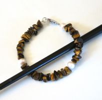 Armband Tigerauge mit Zuchtperlen
