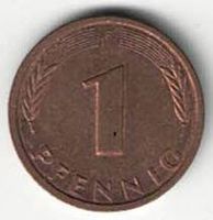 1 Pfennig Münze - Prägezeichen "F" Stuttgart - BRD 1991