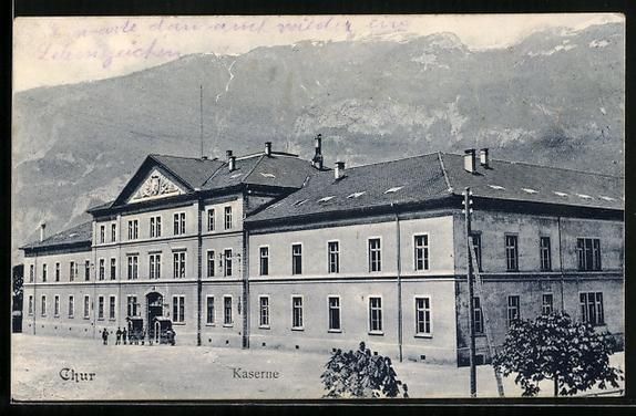 Ansichtskarten: AK Chur, Kaserne, 1910 – Gebraucht aus Berlin von bartko-reher