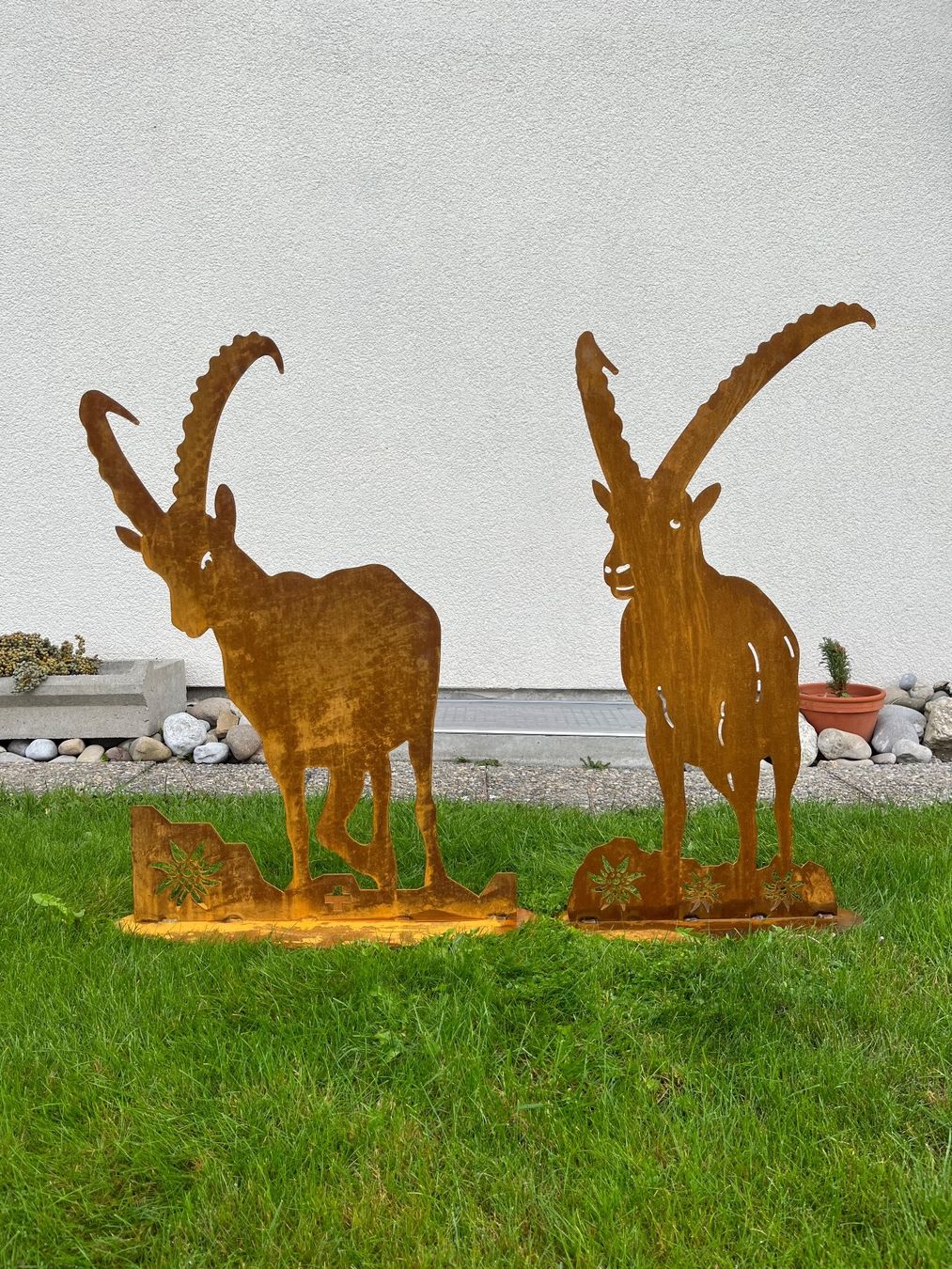 Alle Dekorationen: Edelrost Steinbock mit Gesicht, Rostdeko,Gartendeko,Rosttier – Neu (gemäss Beschreibung) aus Honau von Freude1234 6