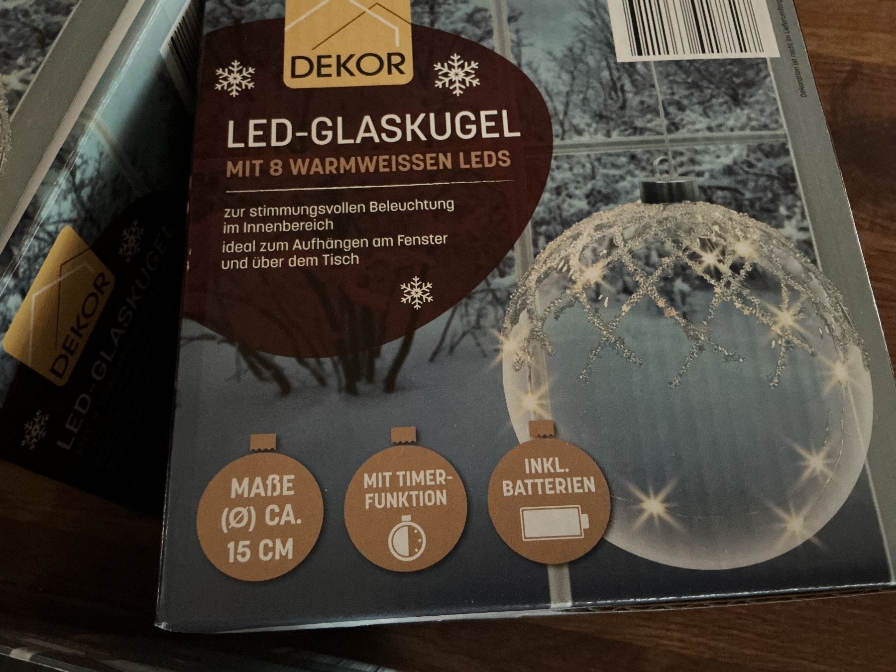Tutte le decorazioni: LED-Glaskugeln, 3er Set, 8 warmweisse LEDs, Timer, – Nuovo (secondo la descrizione) da Gretzenbach venduto da Winery 4