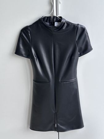 Courreges Paris Black Faux Leather Dress Gr. 34