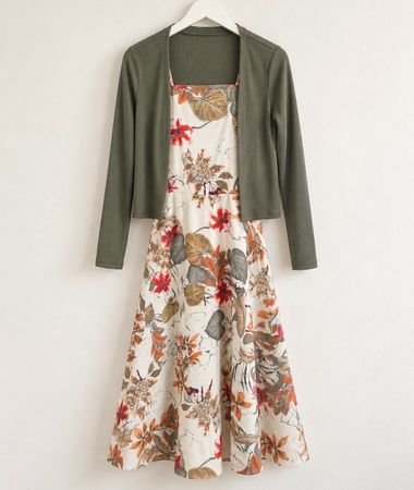 Kleid mit Jäckchen, Herbst- Motiv