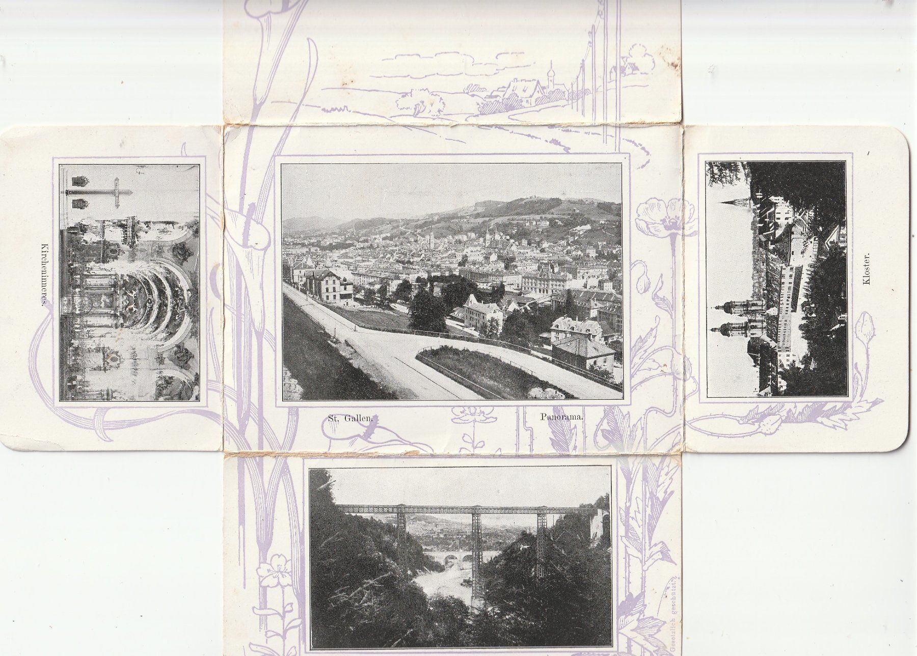 Cartoline postali: St.Gallen-Ansichtskartenleporello-4 aufklappbare Ansichten – Usato da uttwil venduto da Koehlerfred 5