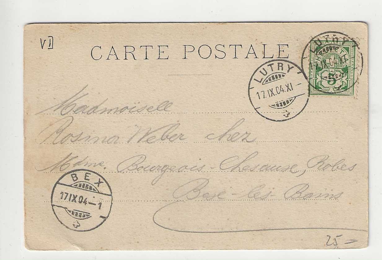 Cartoline postali: Lutry, 1904 – Usato da Spiez venduto da Niesen20 1