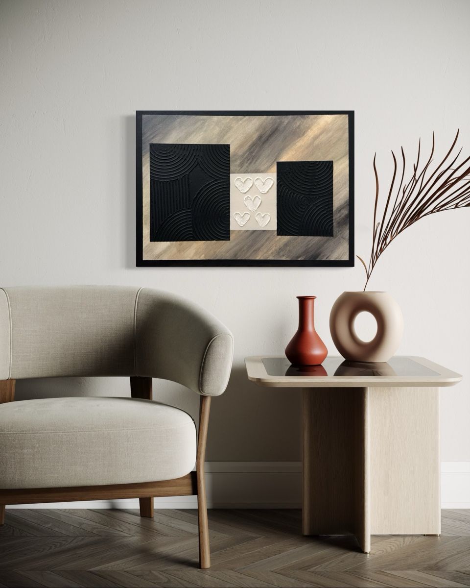 Tableaux: Bild: Abstraktes Wandbild mit Herzen, Unikat – Neuf avec emballage d'origine à Ottikon par MaMarinaNaNathalie