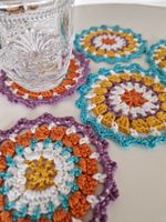 6 Häkel Coaster Glas Tassen Untersetzer Boho handgemacht