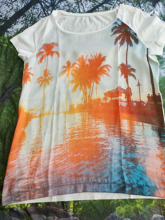 T-shirt Femme Caroll Taille 36 (S) Orange - Coton, Col V, Manches Courtes, Occasion Très Bon état