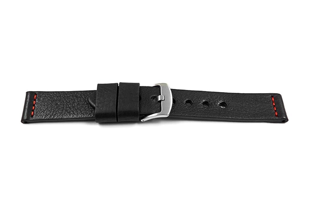 Uhrenarmband Ranger massives Kalbsleder 22mm schwarz/rot 3