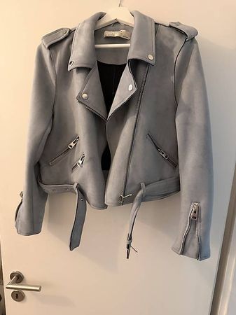 Zara Bikerjacke in Hellblau  Wildleder-Optik, Gr. XL