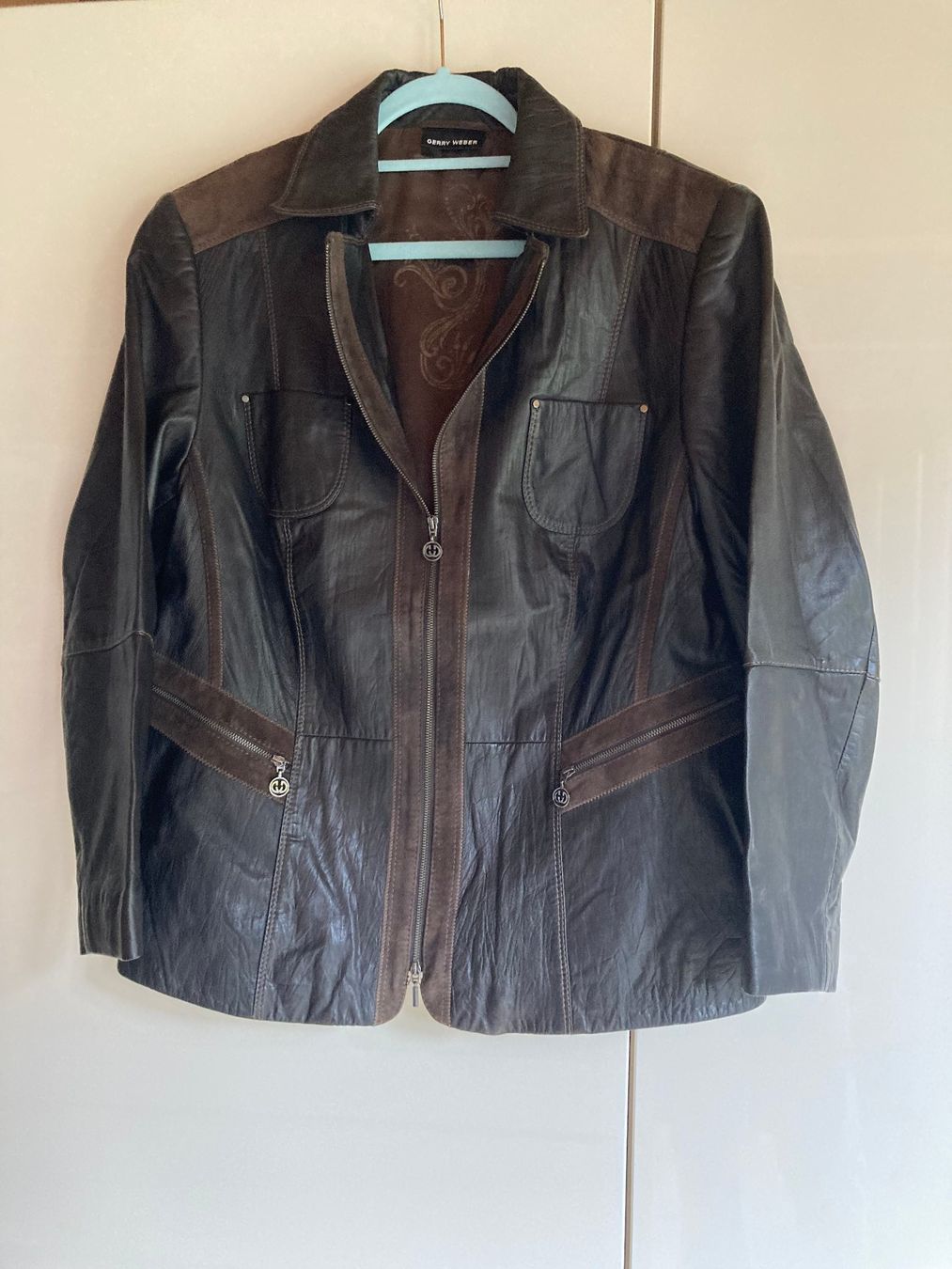 Gerry Weber Giacche: GERRY WEBER Lederjacke Grösse 46 dunkelbraun – Usato da Dörflingen venduto da rudis-55 2