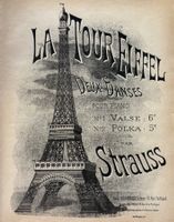 Musiknoten, La Tour Eiffel, Strauss, um 1880, Litho, RAR