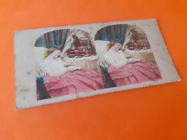 STEREOPHOTO - GENRE - SUESSER SCHLAF -MANTEL&RIEDEL -LEIPZIG