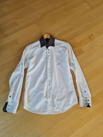 Hemd Yves Dorsey weiss 39/40 mit Doppelkragen
