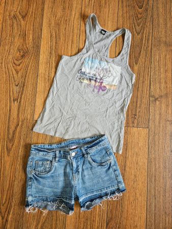 Set: Jeans Shorts + **ROXY** Sommer-Top Gr. 164 (36)