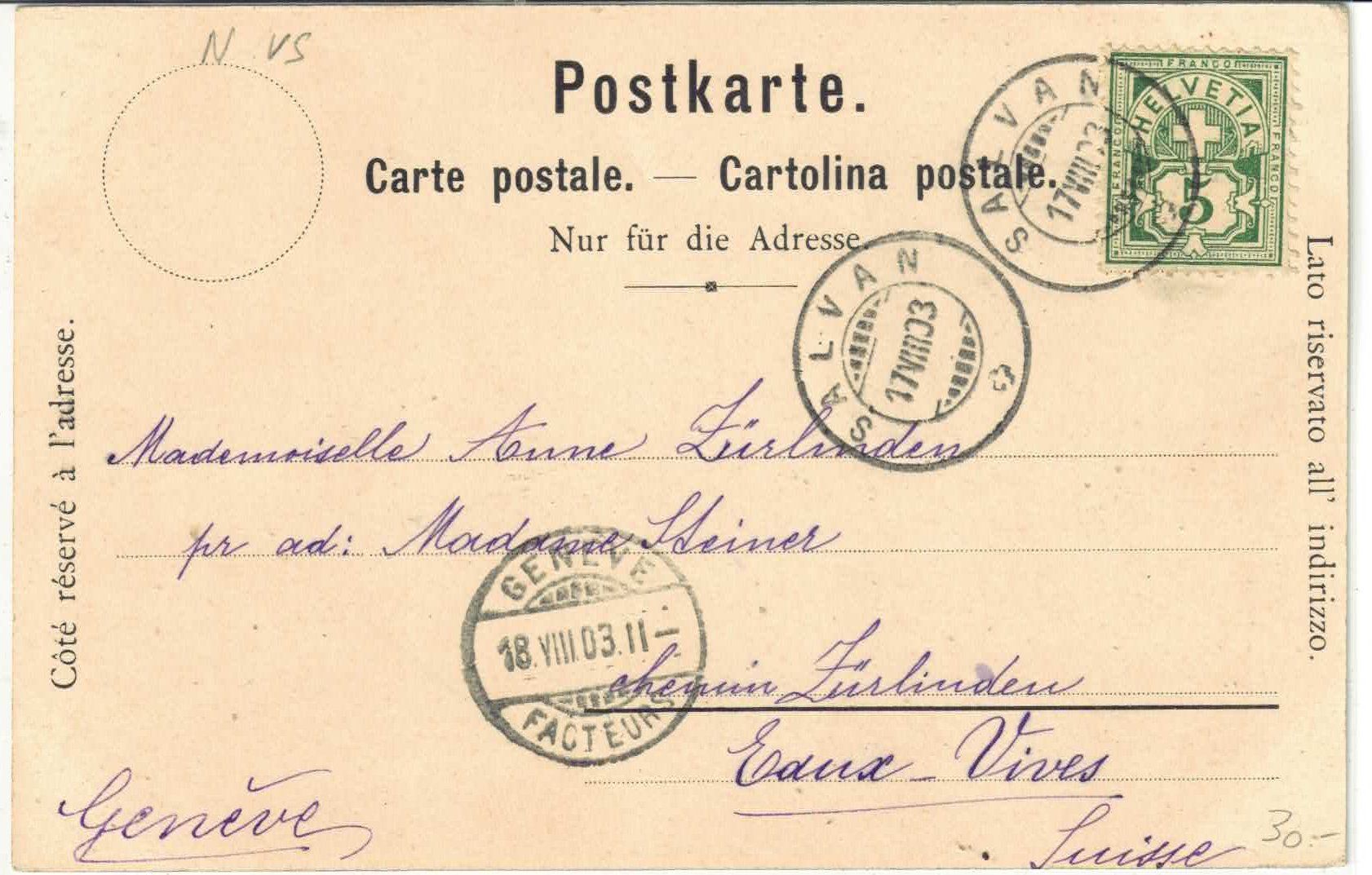 Ansichtskarten: Souvenir de Salvan – Gebraucht aus Ettingen von Kartenplanet 1