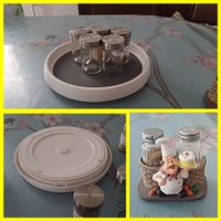 3St.de cuisine/K-halter-Papier-Roller+Drehbarer-Salz+Pfeffer