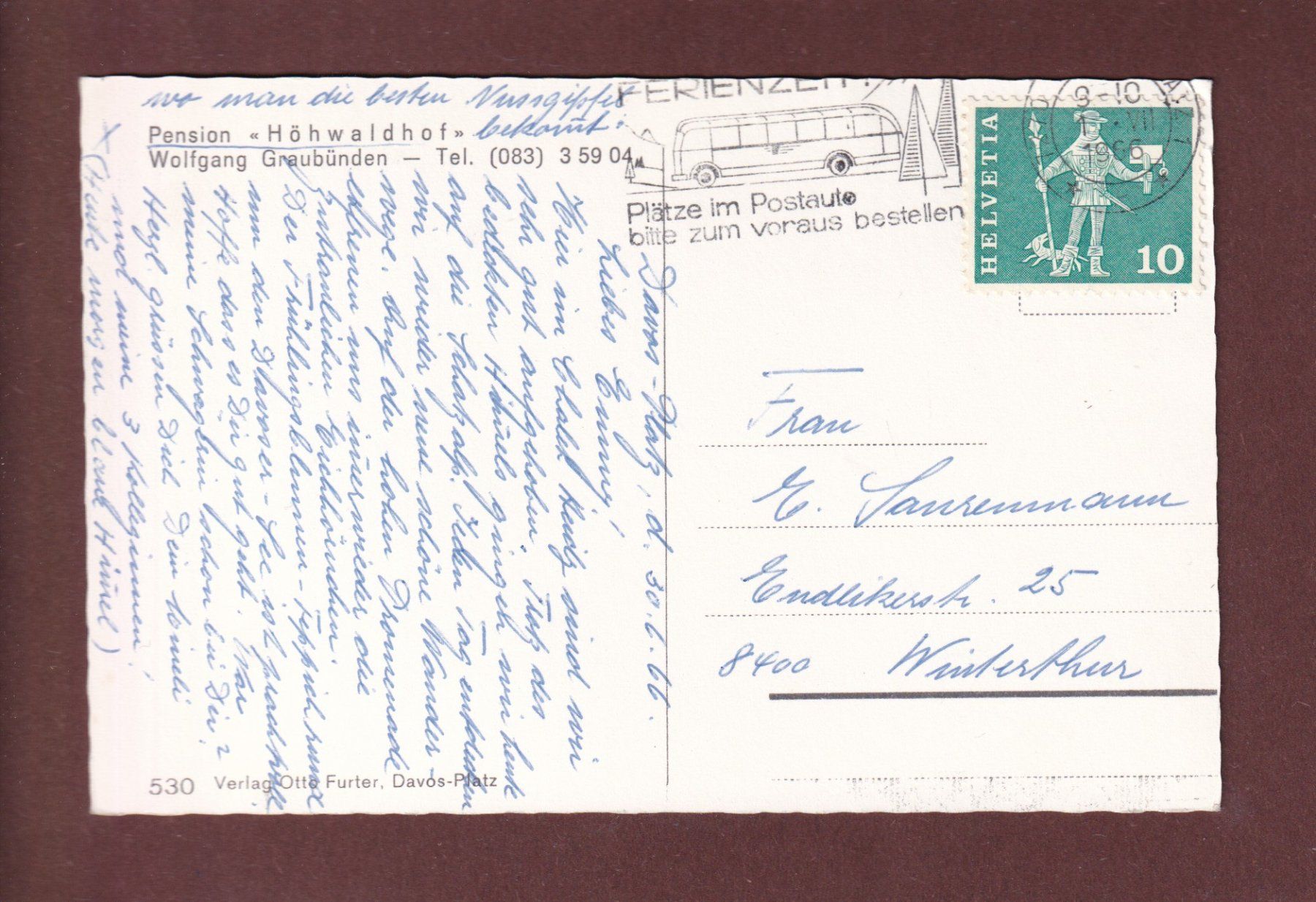 Ansichtskarten: DAVOS - Davosersee - 1966 – Gebraucht aus Pully von nicecards-shop 1