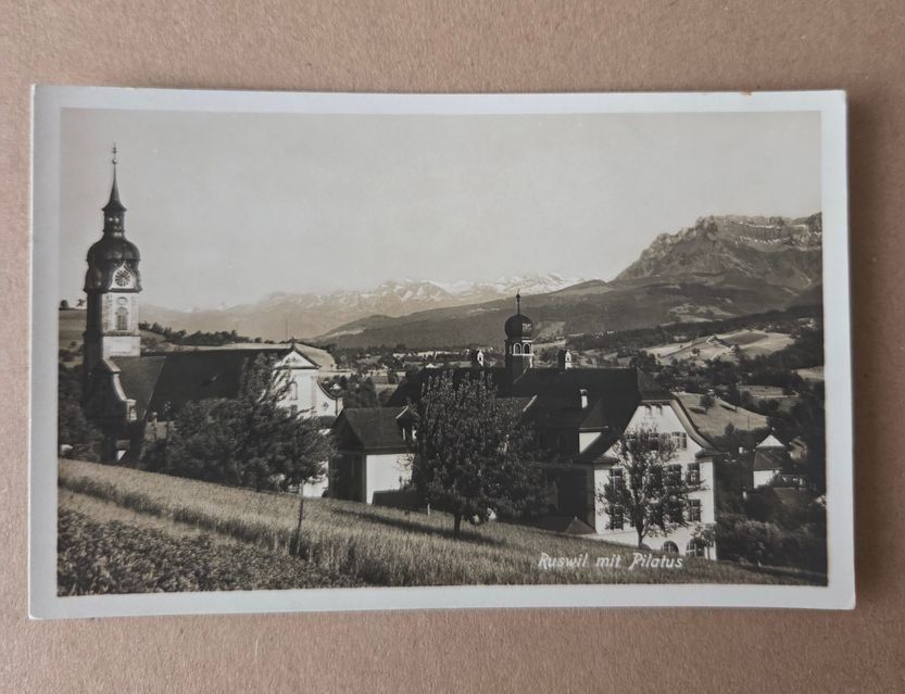 Cartoline postali: AK Ansichtskarte Ruswil mit Pilatus Luzern – Usato da Schenkon venduto da Uhu007