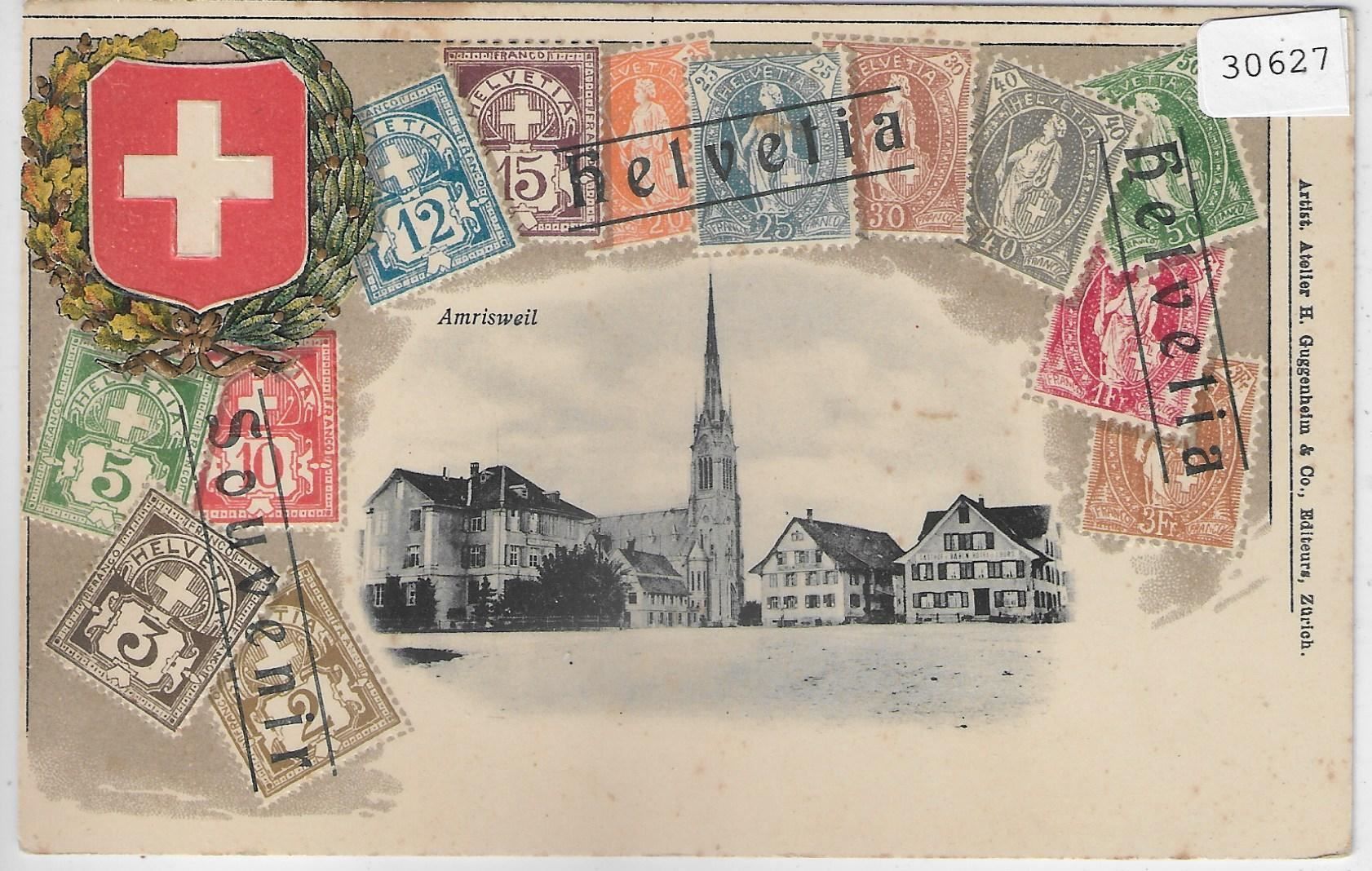 Cartoline postali: Amriswil - Dorfplatz - Präge-Litho – Usato da Ettingen venduto da Kartenplanet