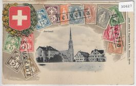 Amriswil - Dorfplatz - Präge-Litho