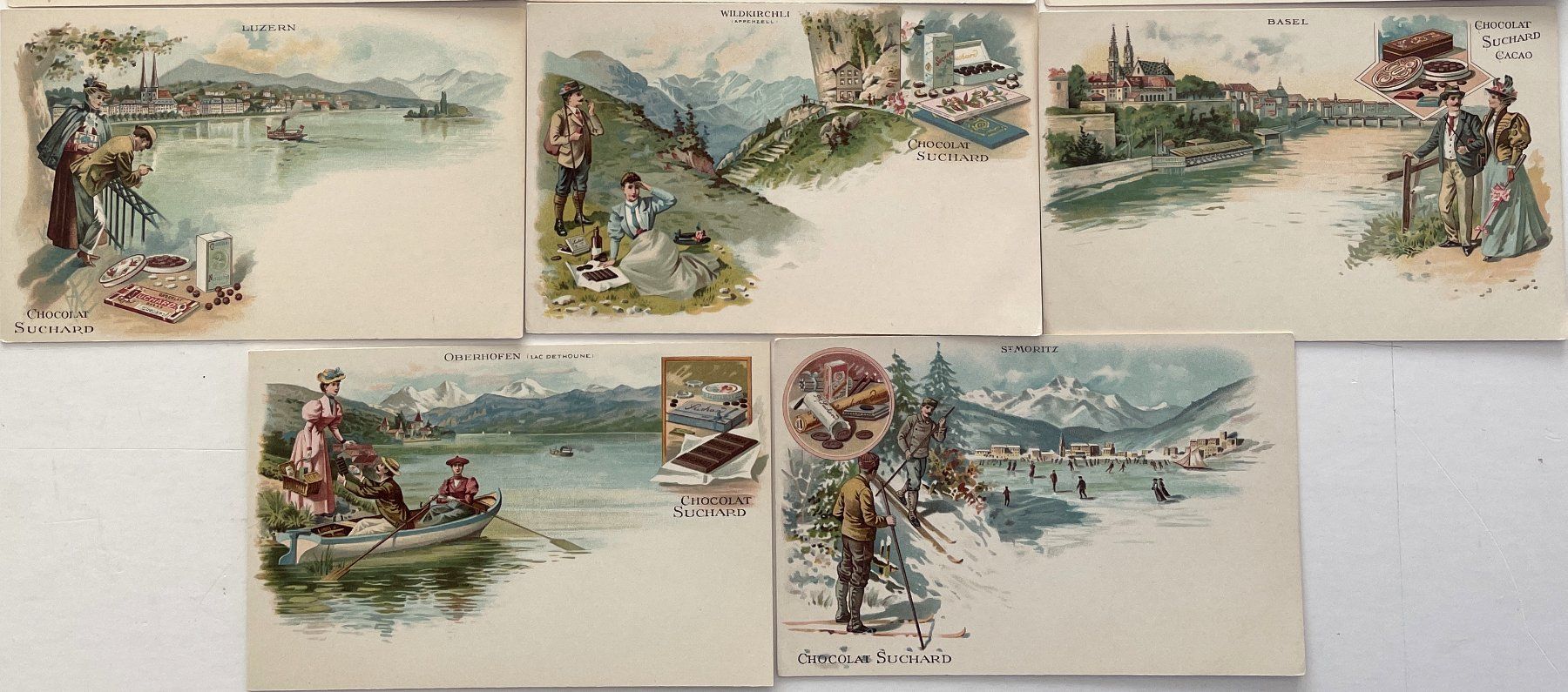 Ansichtskarten: Suchard - Serie von 11 Postkarten / Anciennes cartes 1902 – Gebraucht aus Savagnier von Ne2065 2