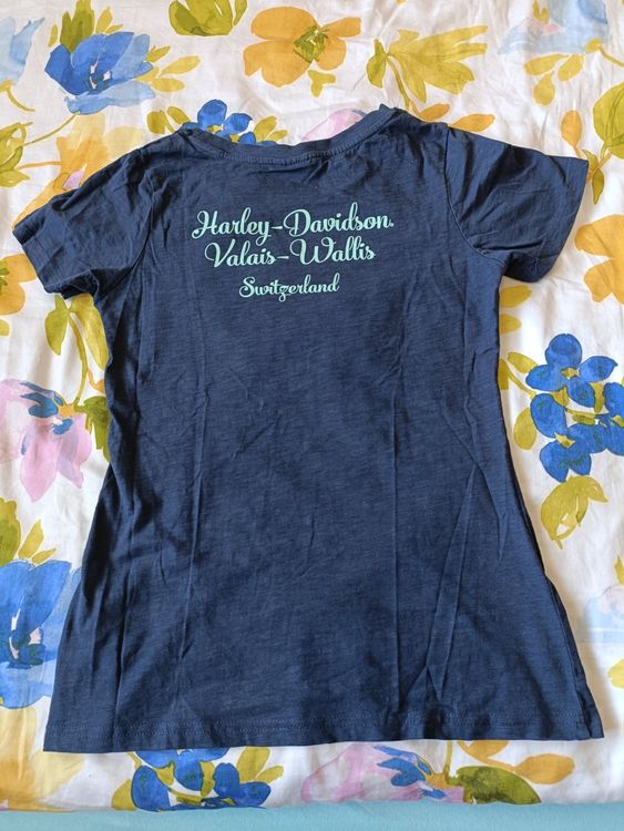 Jolie T-shirt Harley-Davidson femme XS bleu foncé ailes 2